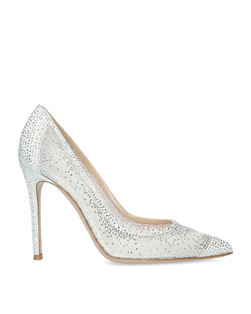 Gianvito Rossi White Crystal-Embellished Rania Pumps 105