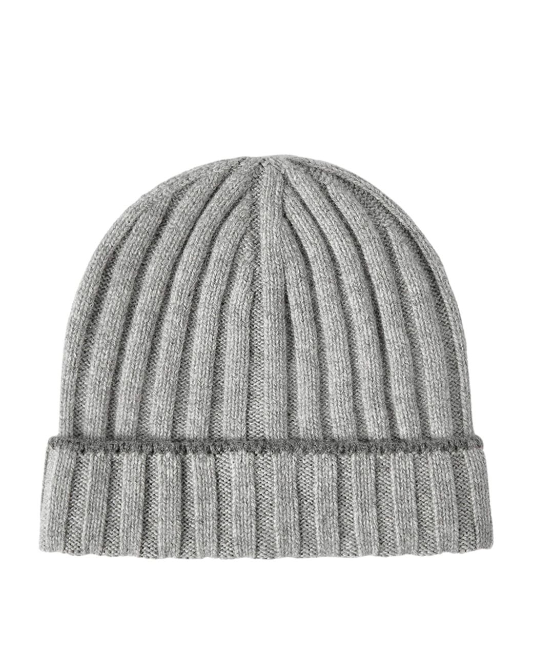 Brunello Cucinelli Gray Cashmere Ribbed Beanie for men