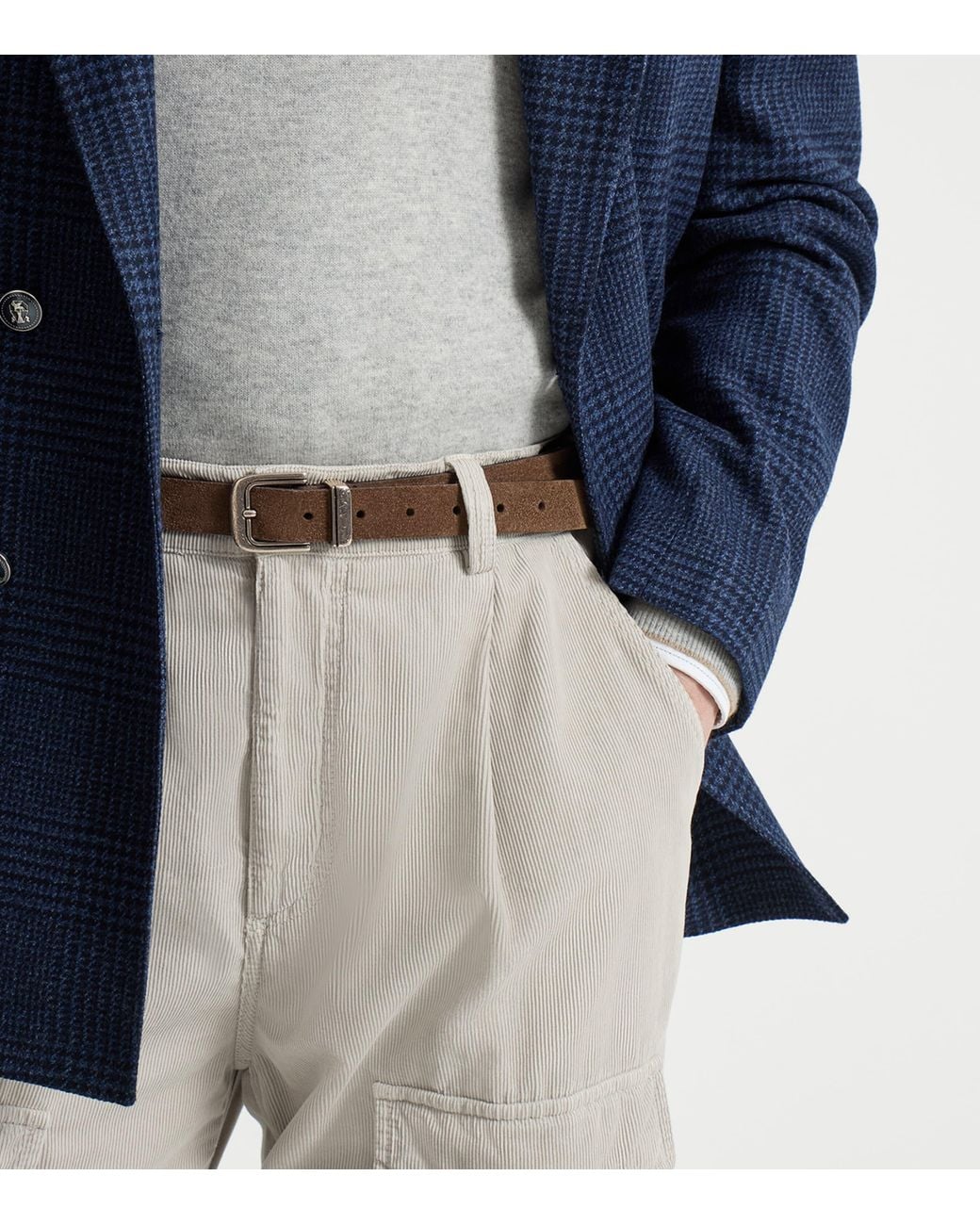 Brunello Cucinelli Brown Reversed Leather Belt for men