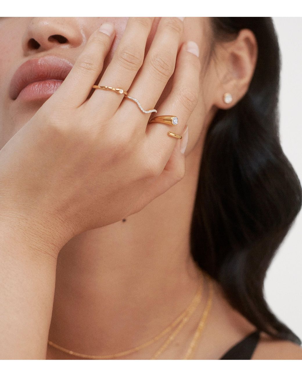 Monica Vinader Brown Vermeil And Diamond Mv Siren Stacking Ring