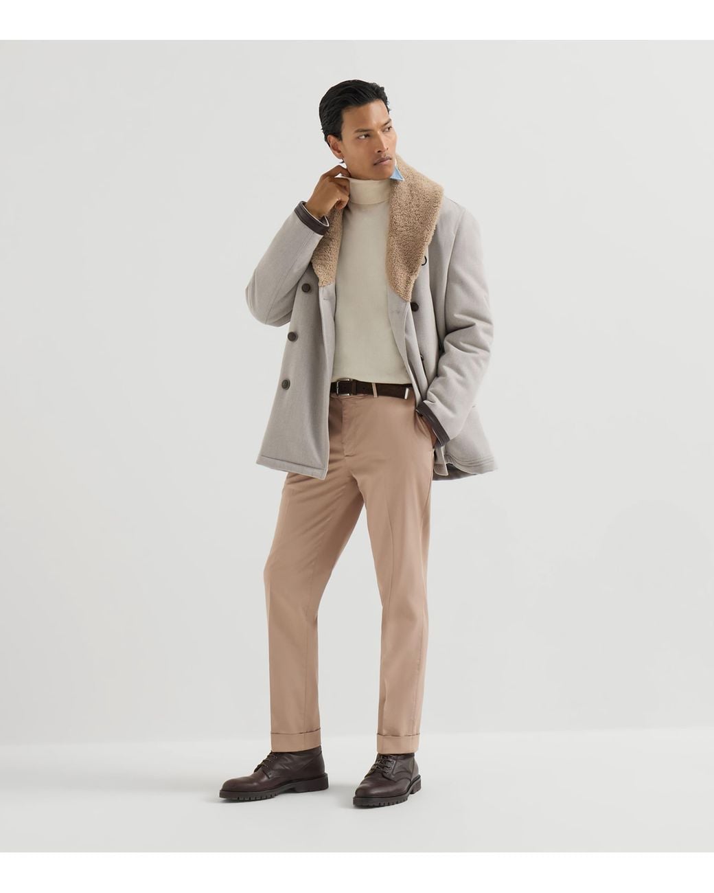 Brunello Cucinelli Natural Pima Cotton Comfort Gabardine Trousers for men