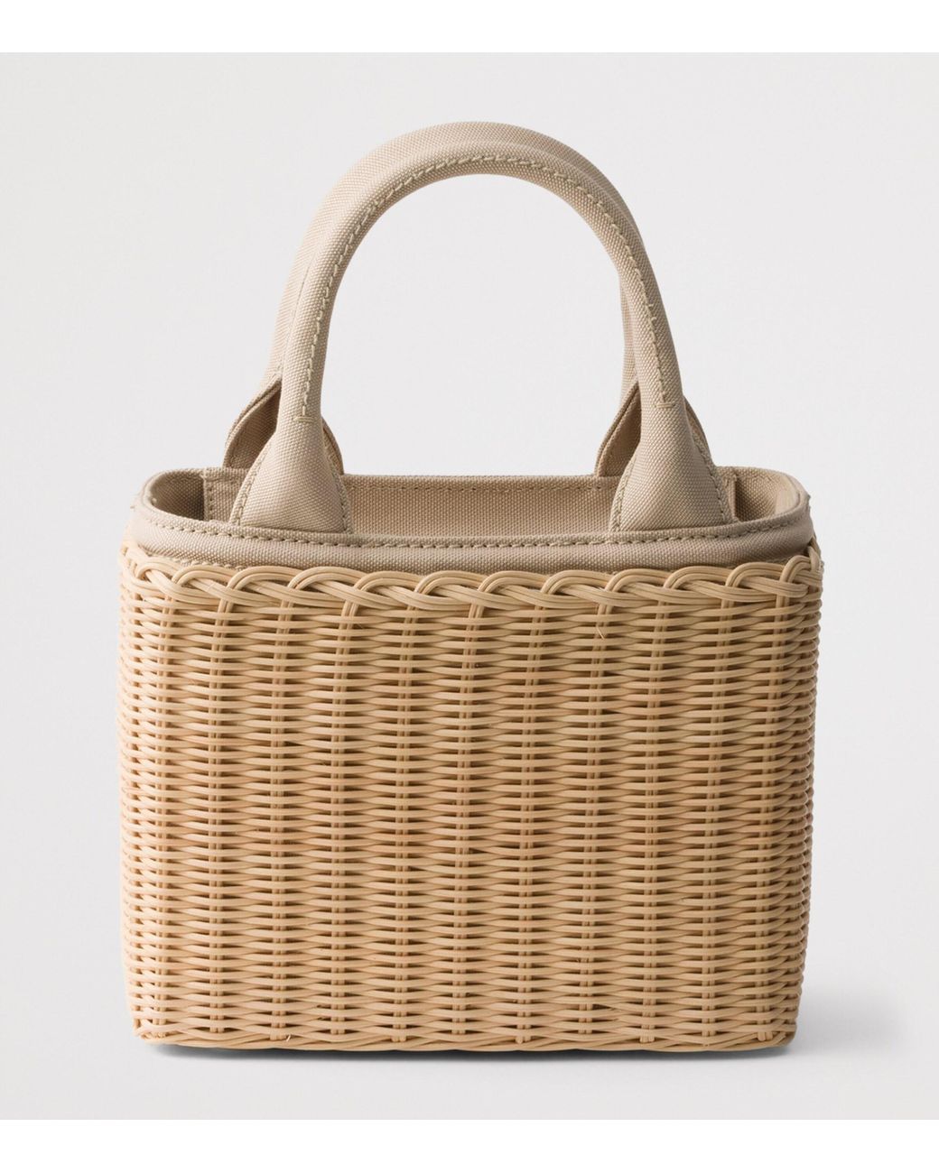 Prada Brown Small Wicker Top-Handle Bag