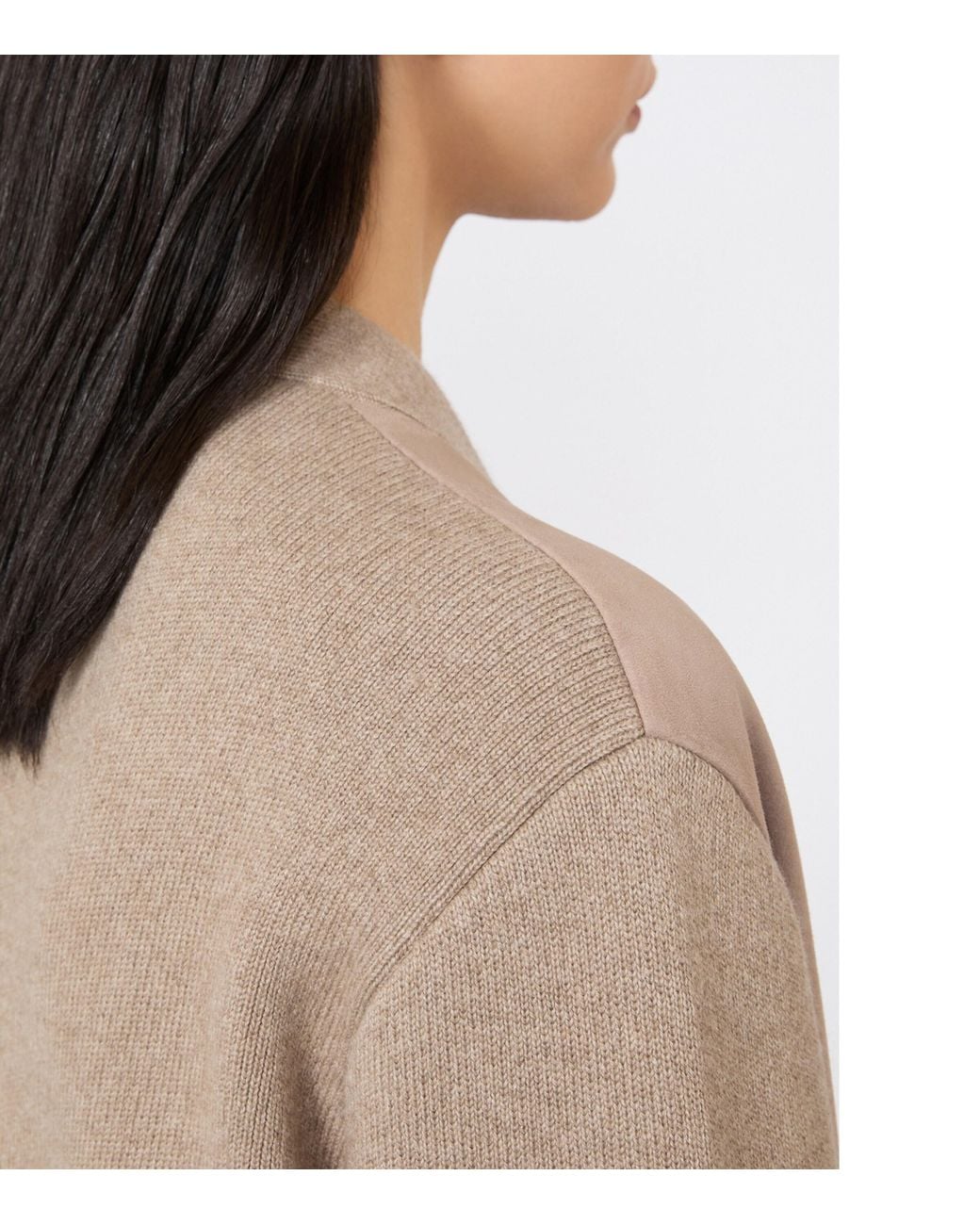 Max Mara Natural Wool-Cashmere-Suede Cardigan