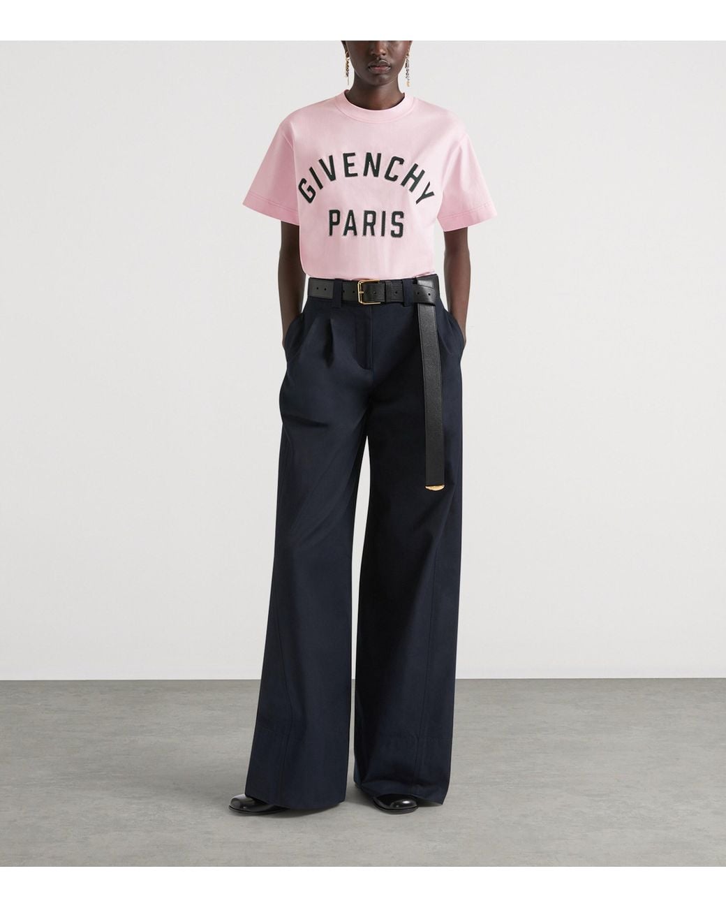 Givenchy Blue Cotton Canvas Pleated Wide-Leg Trousers
