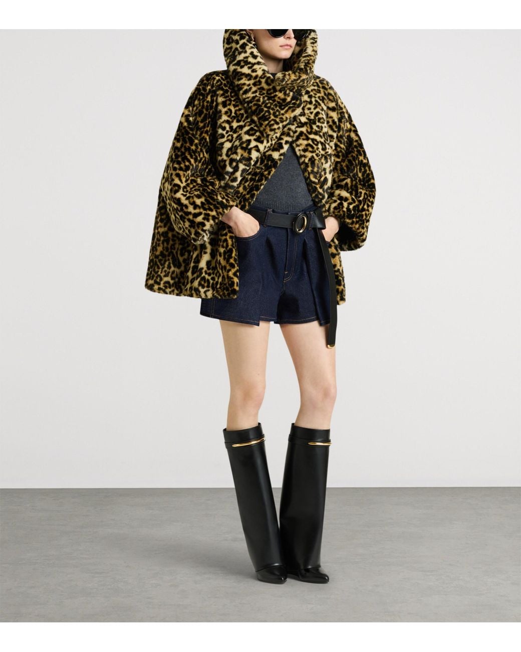 Givenchy Brown Faux Fur Leopard-Print Coat