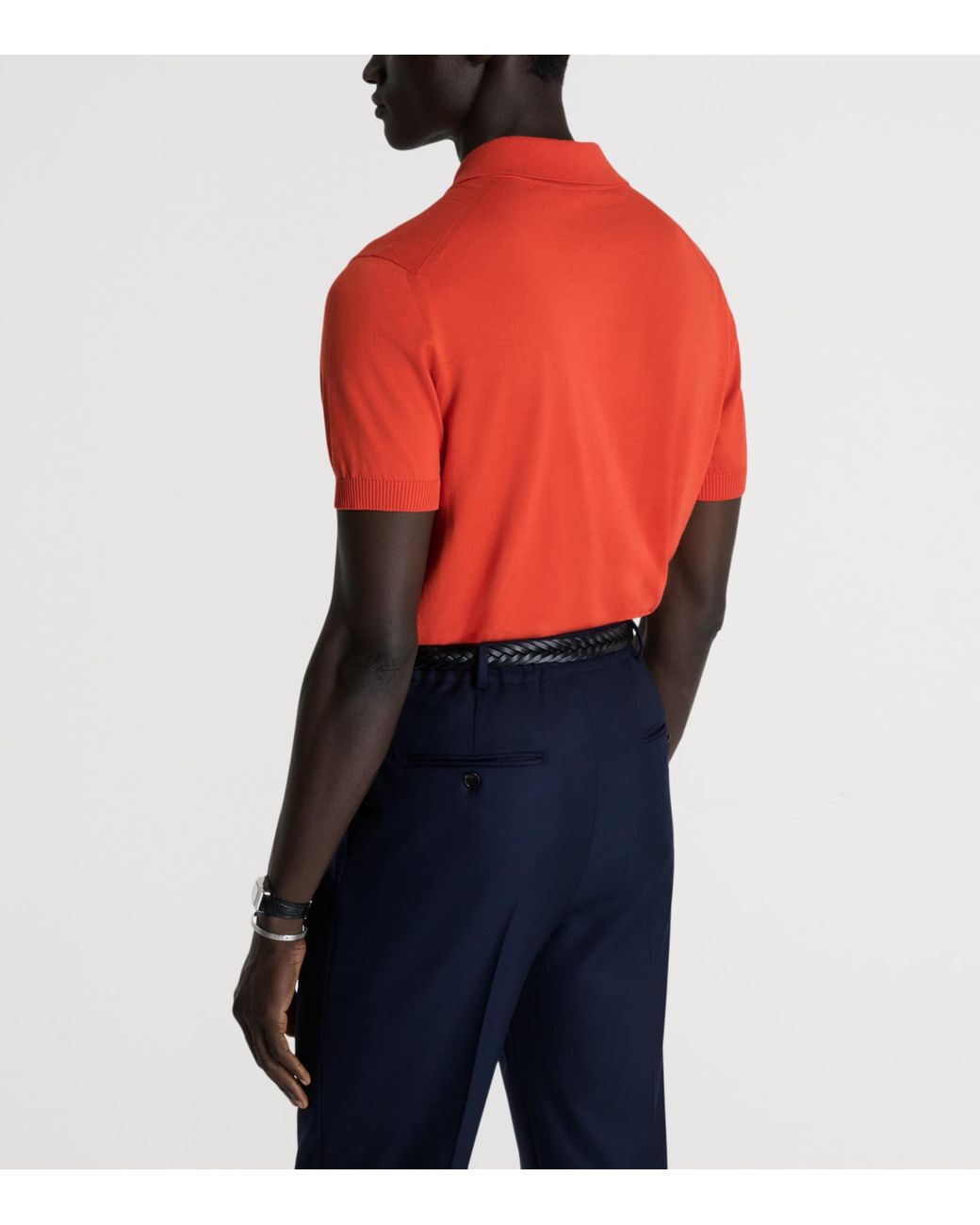 Dunhill Red Cotton-Mulberry Silk Polo Shirt for men