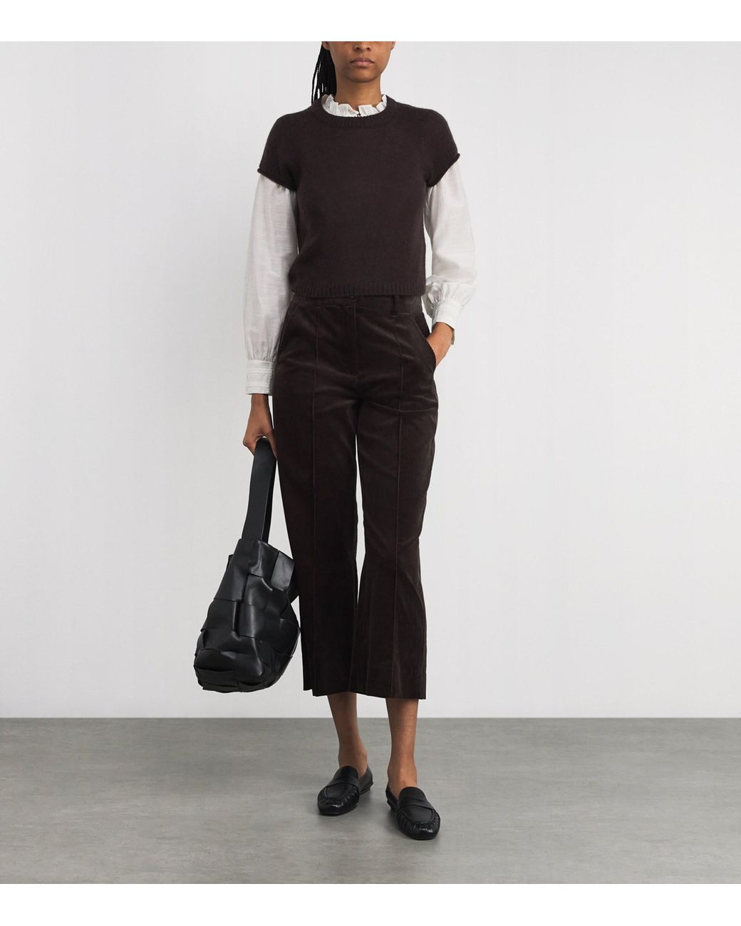ME+EM Black Wool-Cashmere-Silk Knitted T-Shirt