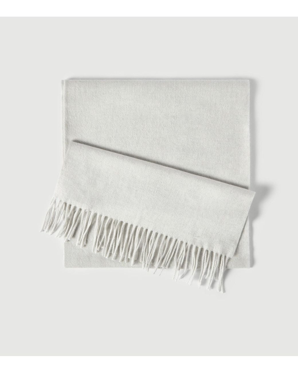 Brunello Cucinelli White Cashmere Fringed Scarf