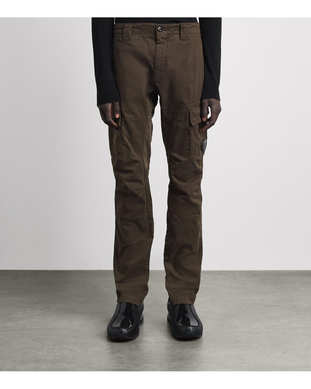 C P Company Gray Stretch-Cotton Sateen Cargo Trousers for men