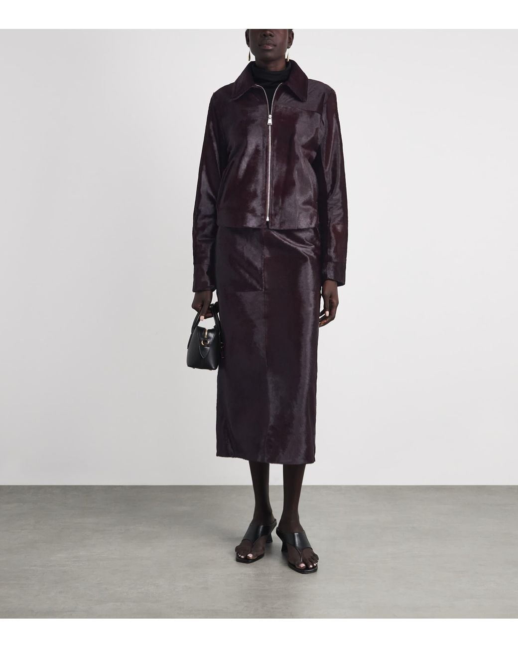 Jonathan Simkhai Purple Calf Hair Tobiana Midi Skirt