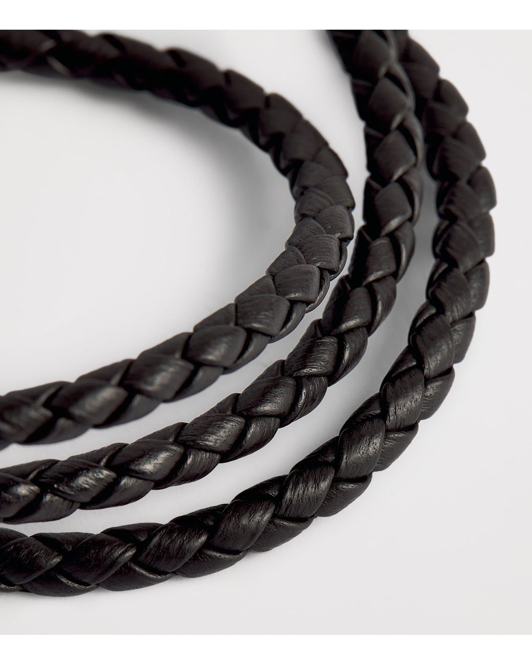Tom Ford Black Leather Braided T Bracelet for men
