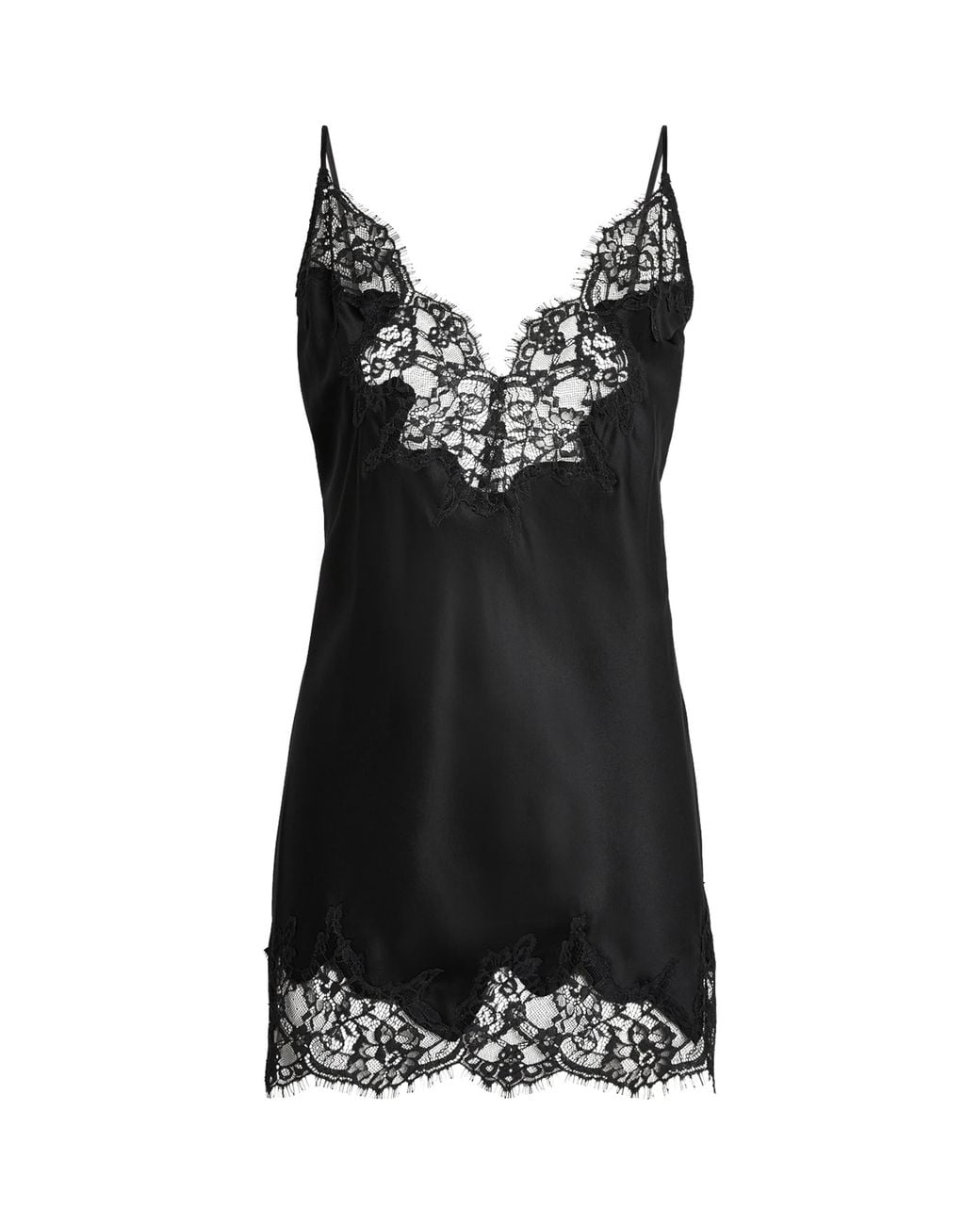 Skims Black Silk-Blend Lace Mini Slip Dress