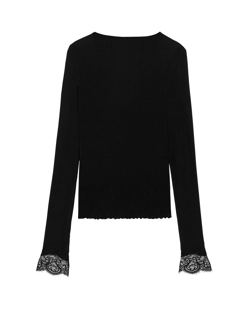Saint Laurent Black Silk Lace-Trim Cassandre T-Shirt