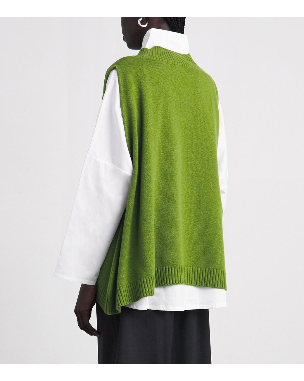 Eskandar Green Cashmere Plunge-Neck Sweater Vest