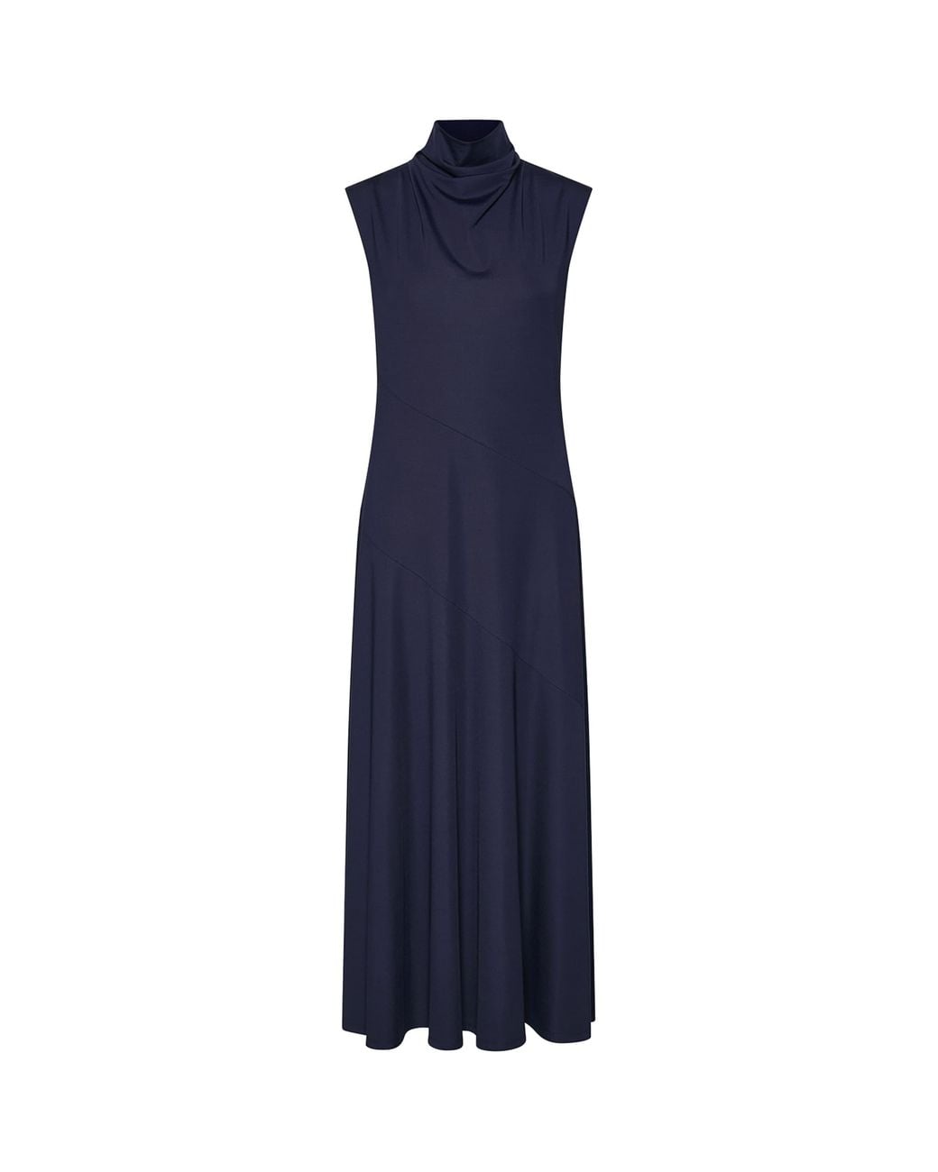 Marella Blue Jersey High-Neck Midi Dress