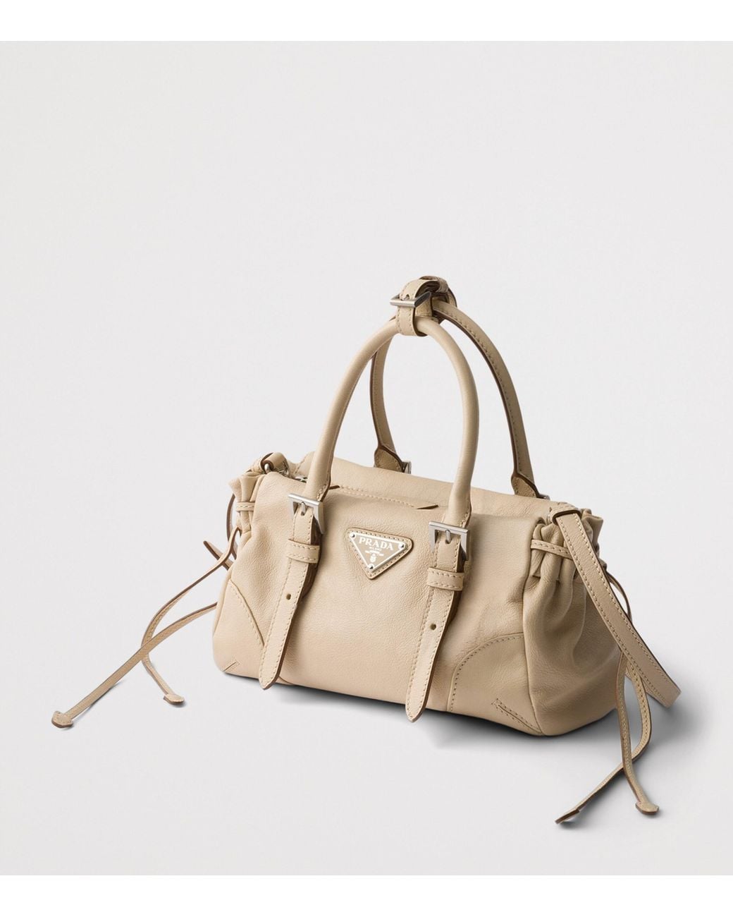 Prada Metallic Small Leather Karin Top-Handle Bag