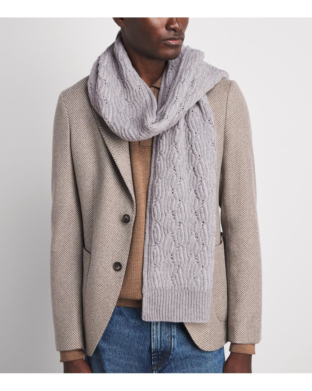 Pal Zileri Purple Wool Cable-Knit Scarf for men