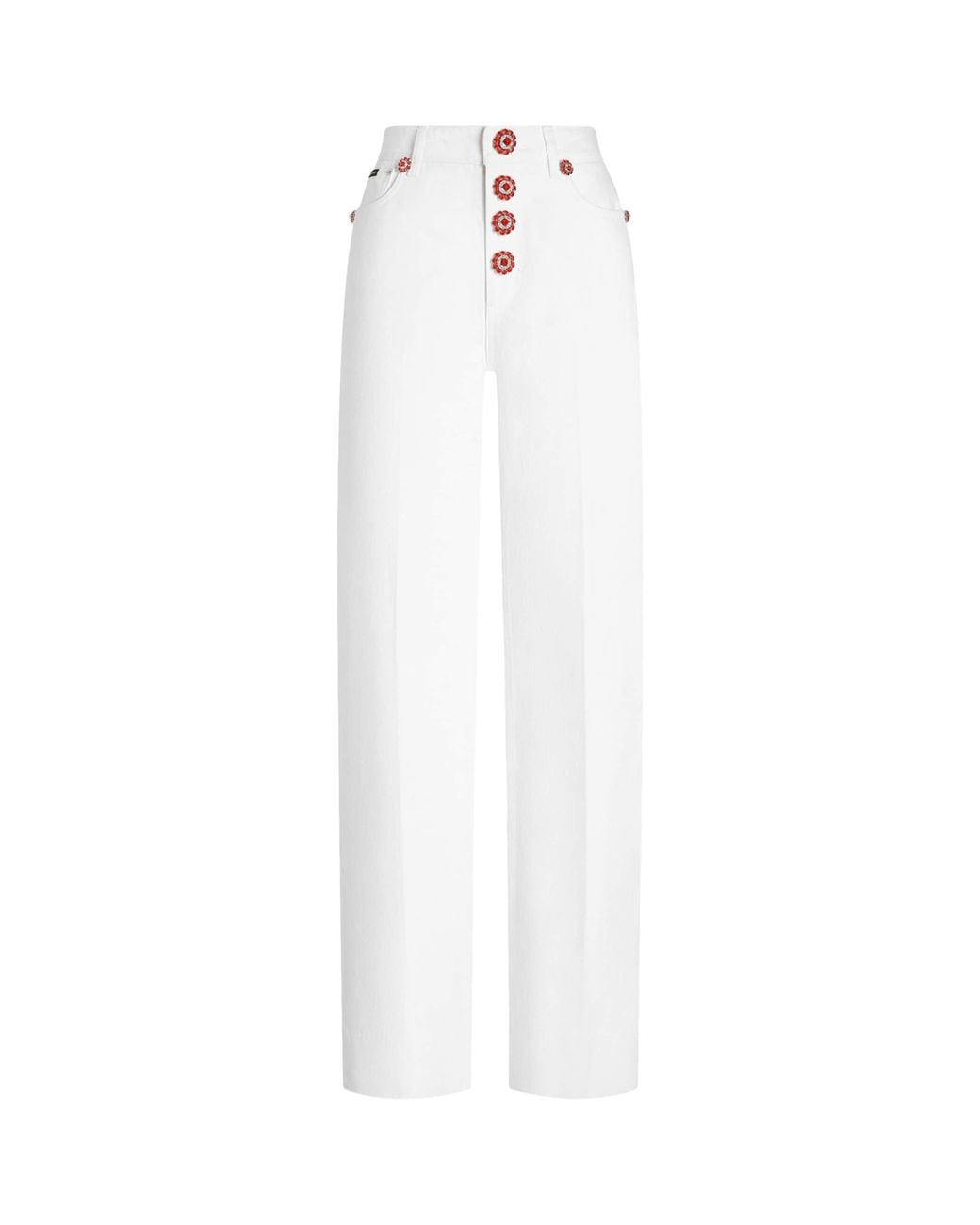 Dolce & Gabbana White Embellished Straight-Leg Jeans