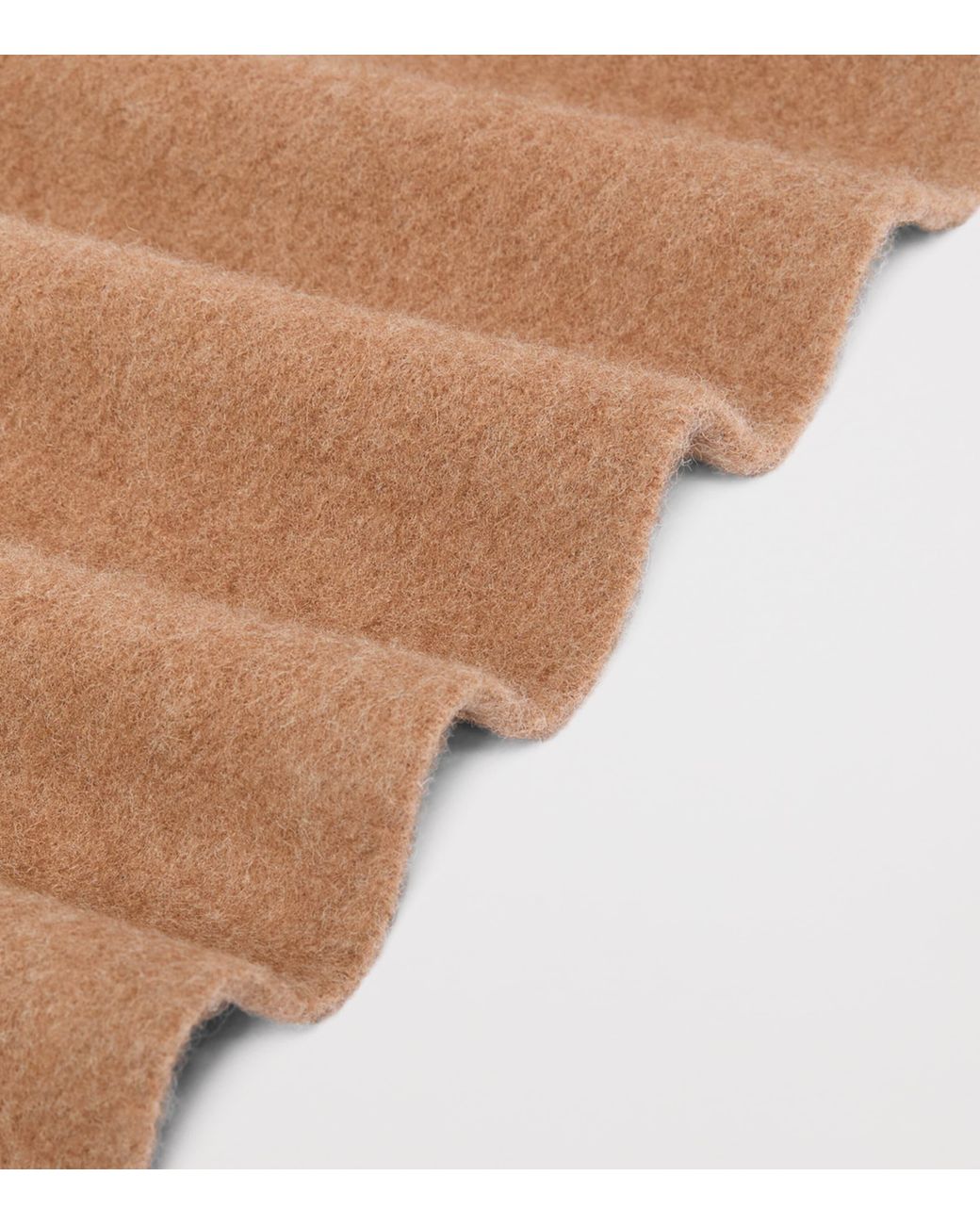 Max Mara Brown Wool Fringed Logo Scarf
