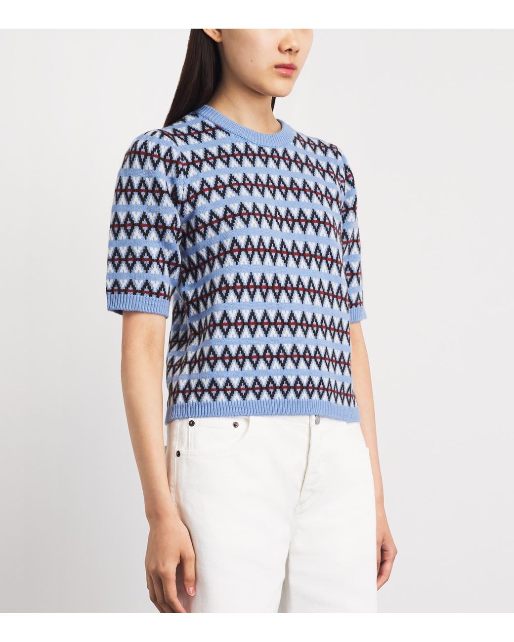 FRAME Blue Cashmere Fair Isle Sweater