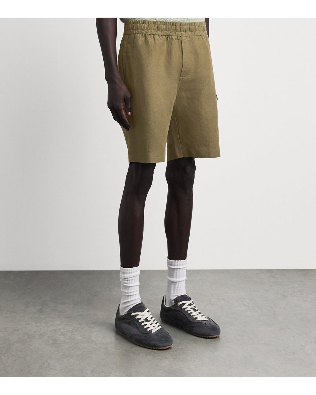 Samsøe & Samsøe Green Linen-Cotton Smith Shorts for men