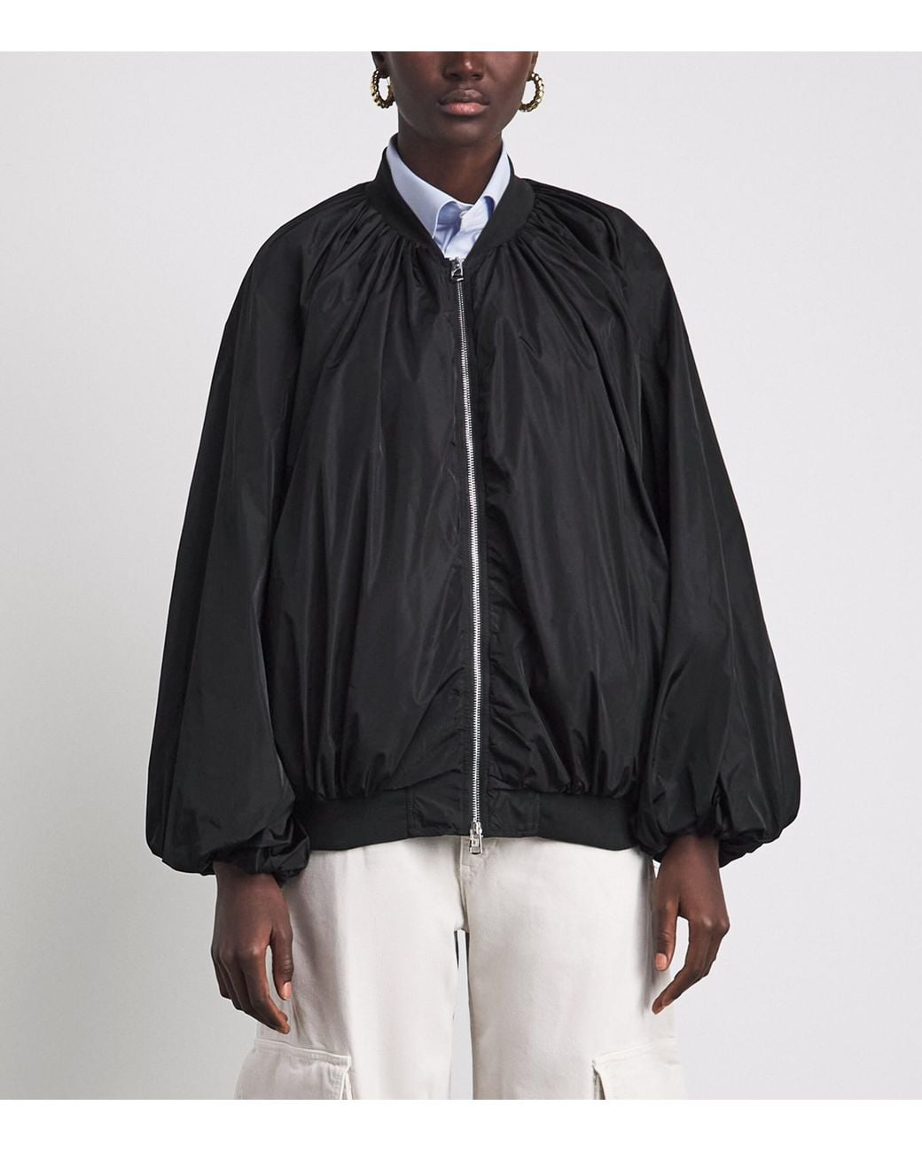 Agolde White Relaxed Raffi Bomber Jacket