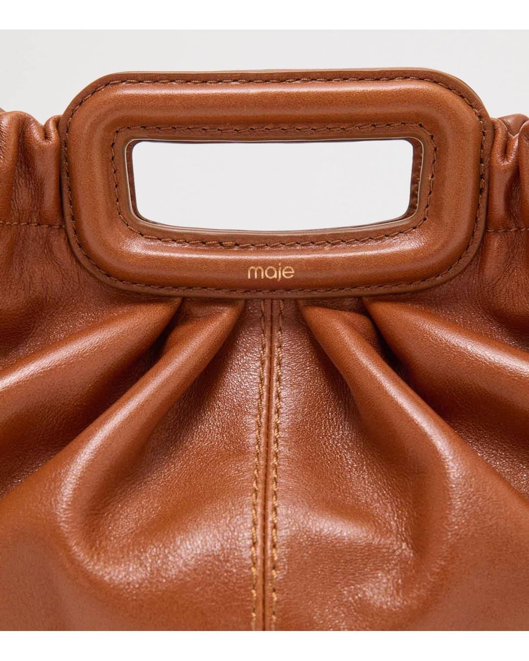 Maje Brown Leather Milpli Clutch Bag