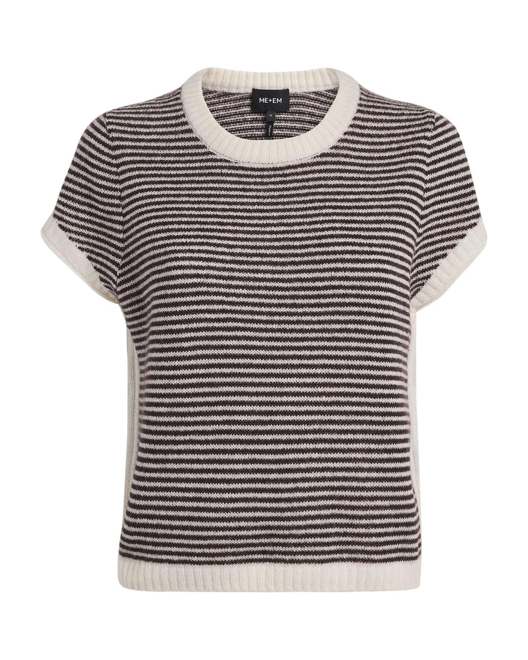 ME+EM Brown Merino Wool-Blend Stripe T-Shirt