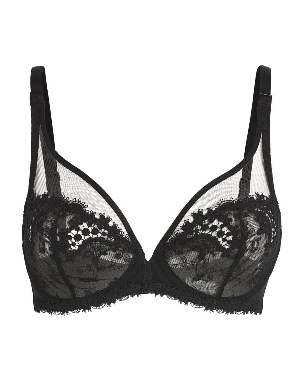Simone Perele Black Embroidered Wish Plunge Bra