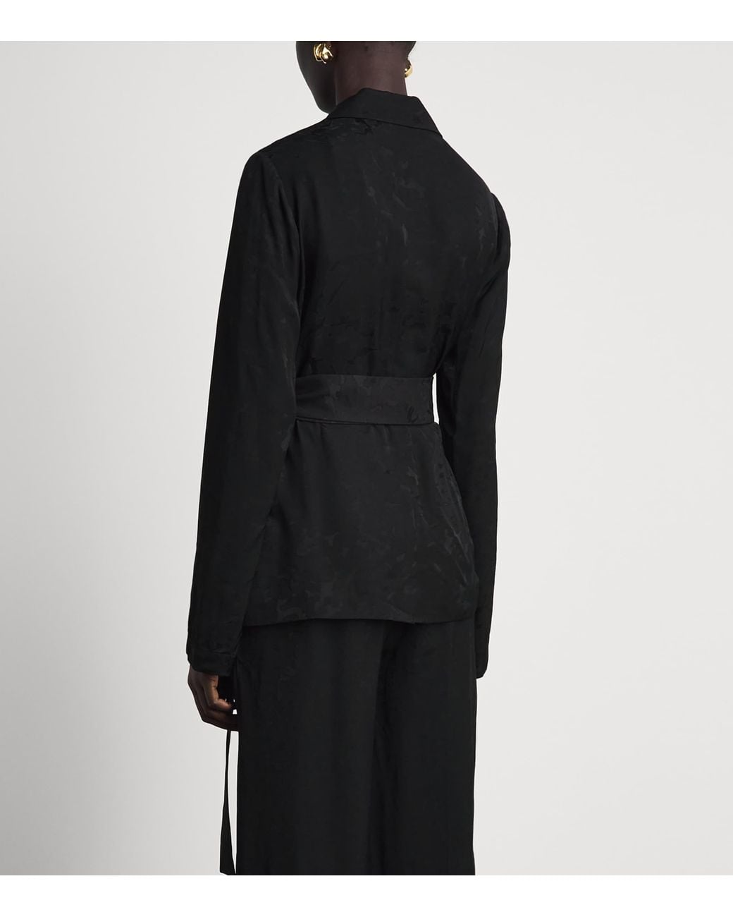 Joseph Black Jacquard Tie-Belt Noemi Jacket