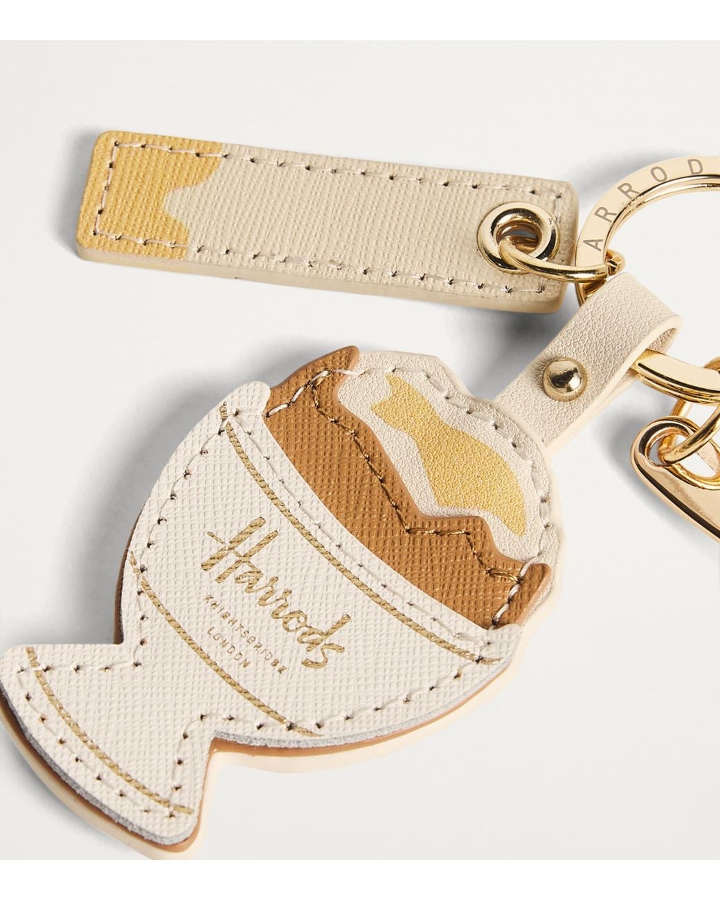 Harrods Metallic Leather Egg Cup Keyring