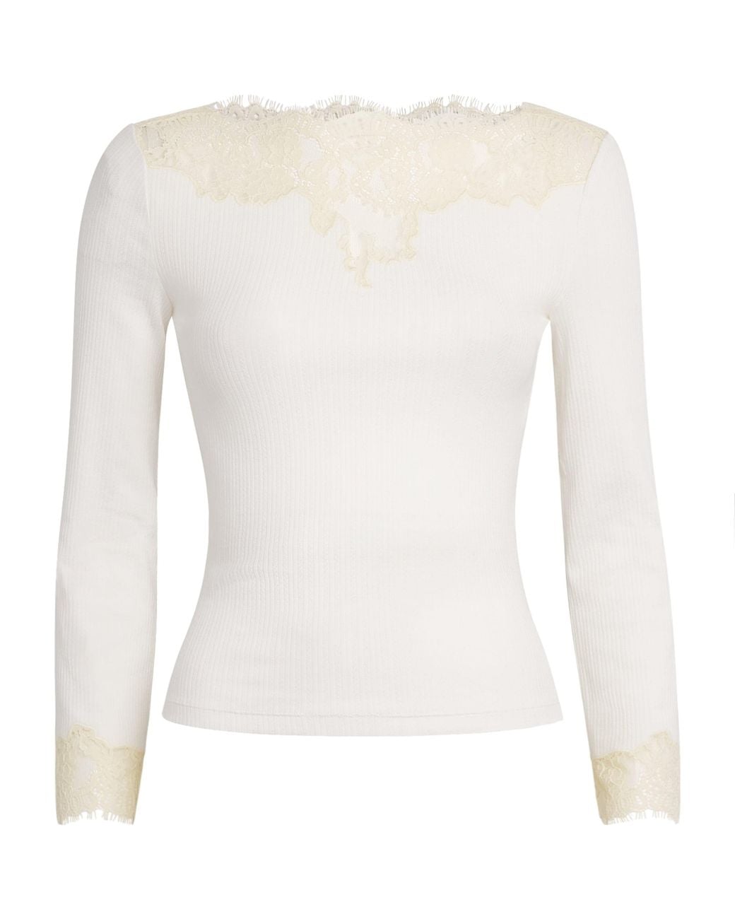 Doen White Stretch-Cotton Lace Riana T-Shirt