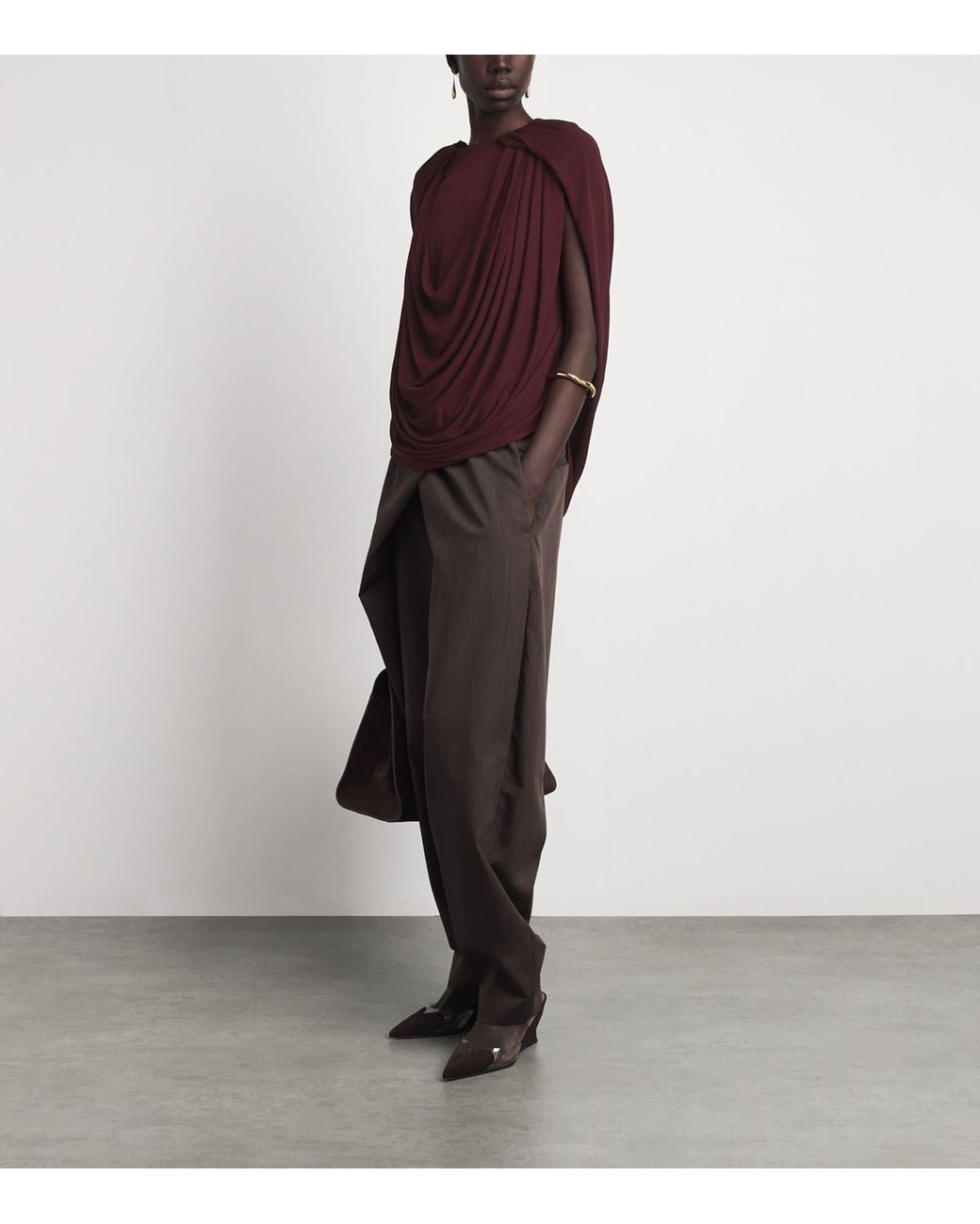 Brandon Maxwell Red Draped Astor Top