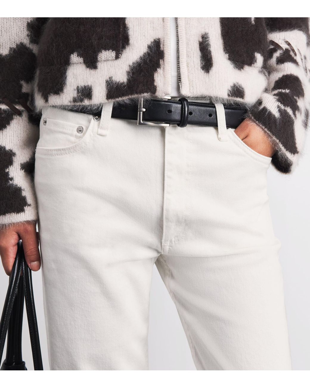 Rag & Bone White Harlow Mid-Rise Straight Jeans