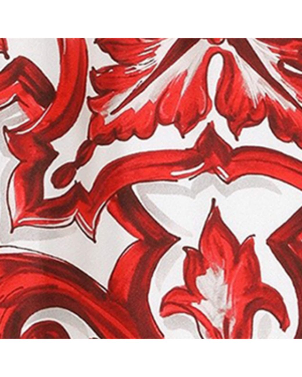Dolce & Gabbana Red Cotton-Silk Majolica Print Polo Shirt for men