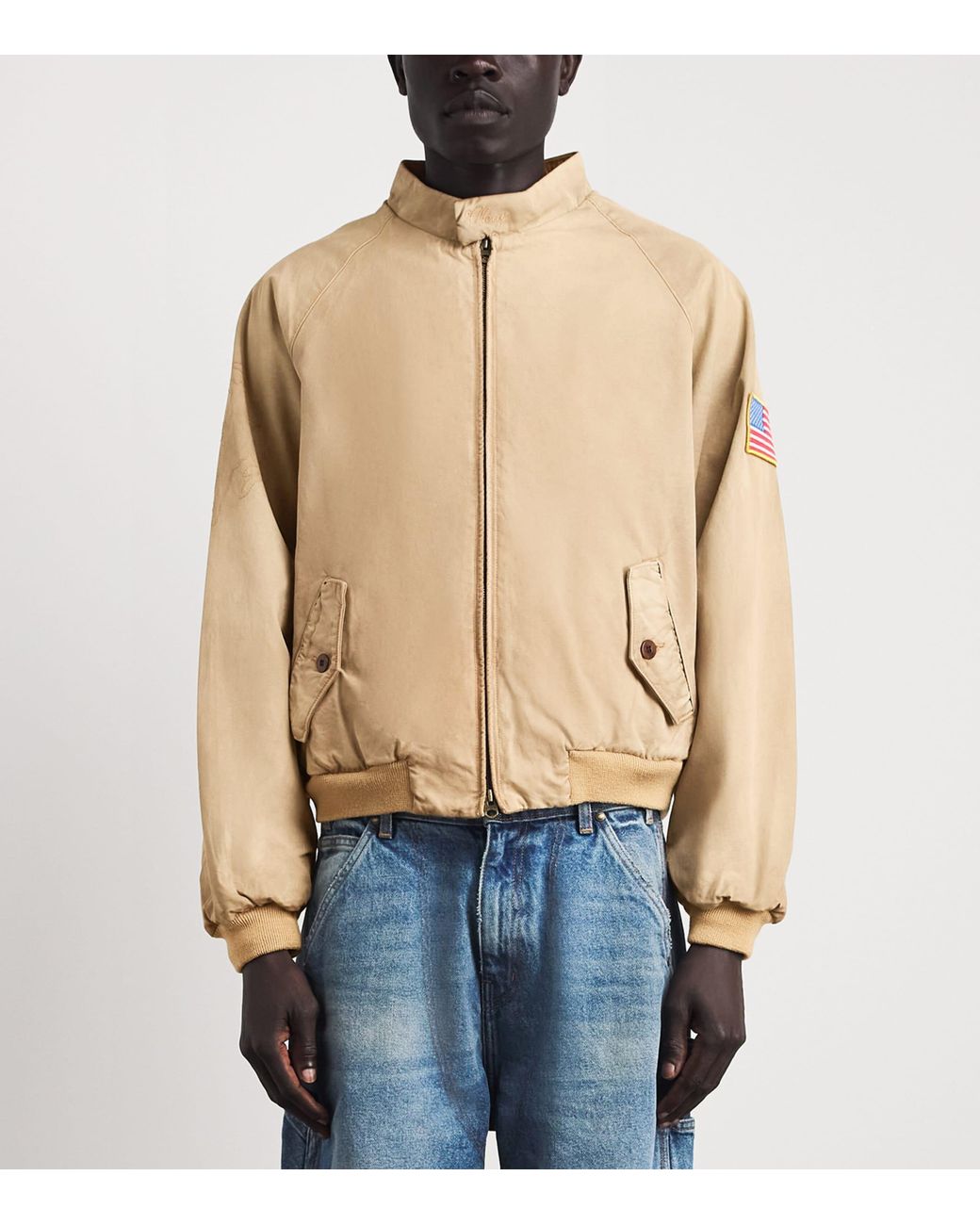 CHERRY LA Natural Sun-Faded Championship Bomber Jacket for men