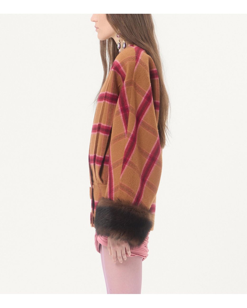 Valentino Red Wool Check Wrap Jacket