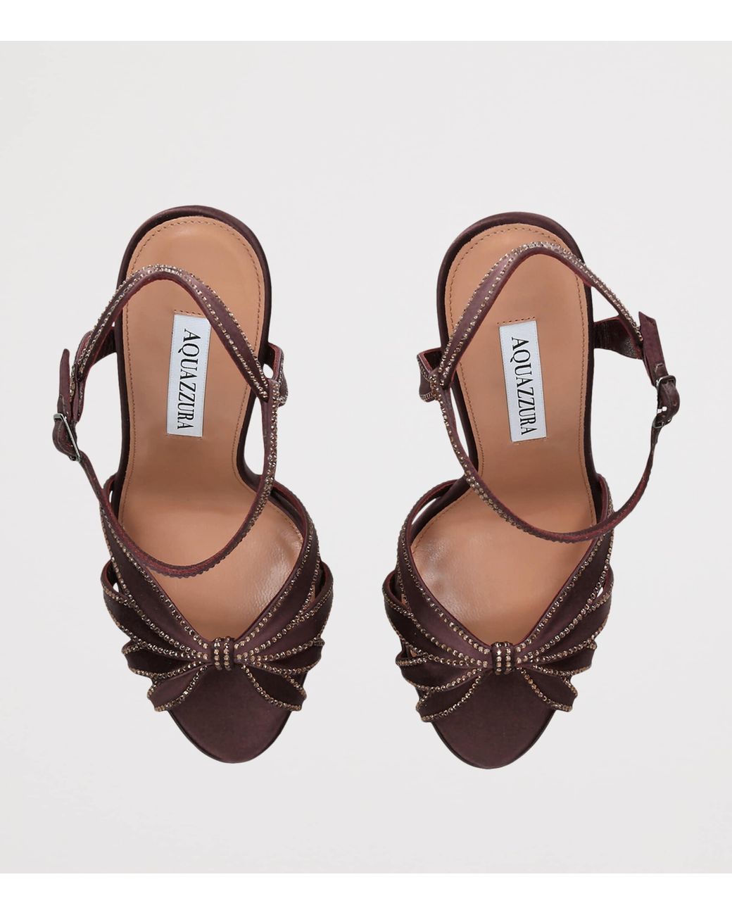 Aquazzura Brown Crystal-Embellished Soulmate Platform Sandals 130