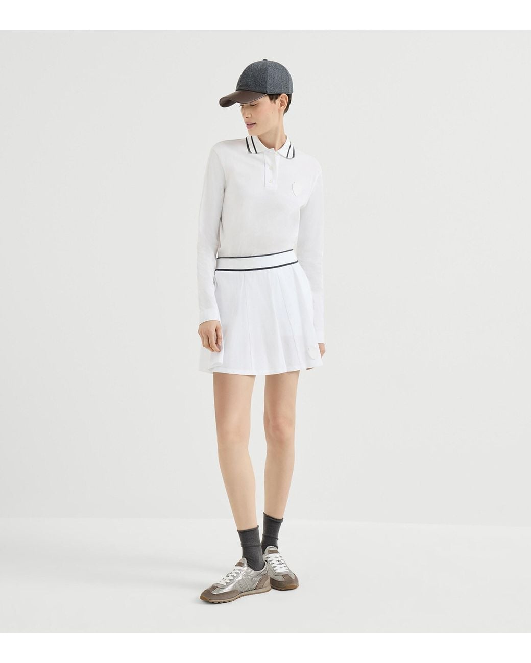 Brunello Cucinelli White Stretch Cotton Piqué Polo Shirt With Logo