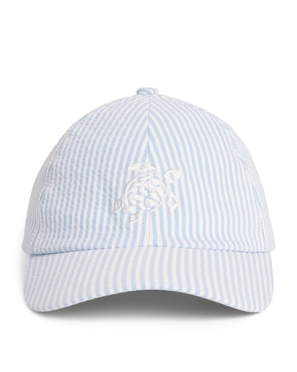 Vilebrequin White Seersucker Stripe Turtle Baseball Cap for men