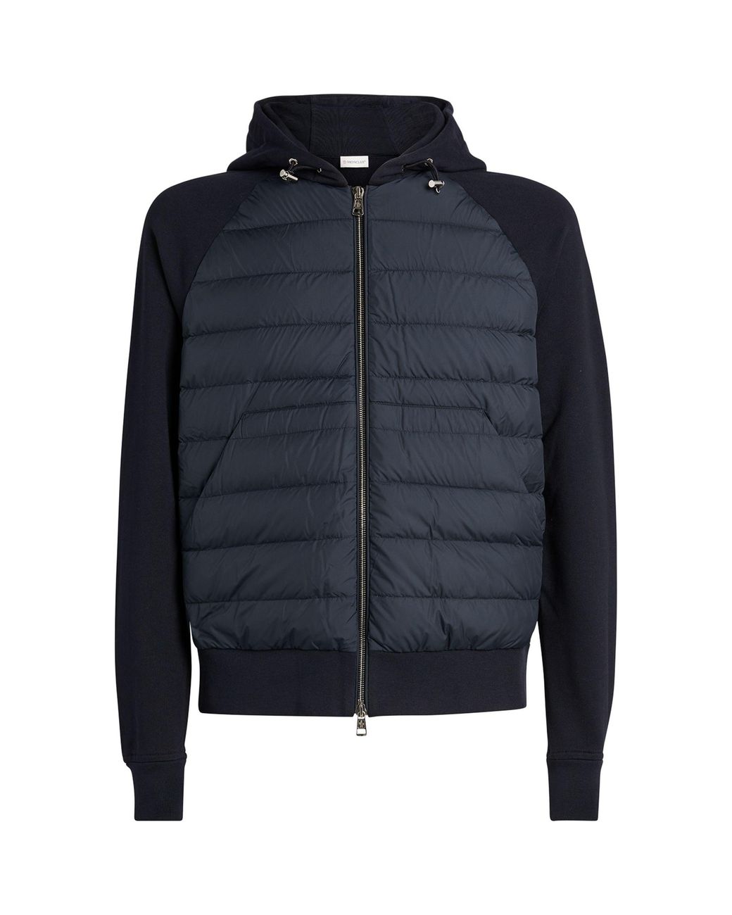 Moncler Cotton Contrast Zip-up Hooded Cardigan in Blue for Men - Lyst