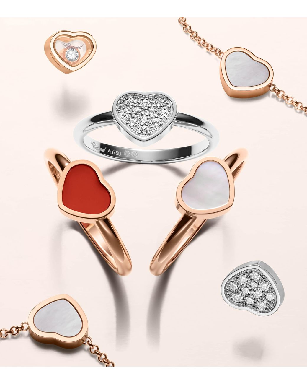 Chopard Metallic And Carnelian My Happy Hearts Ring