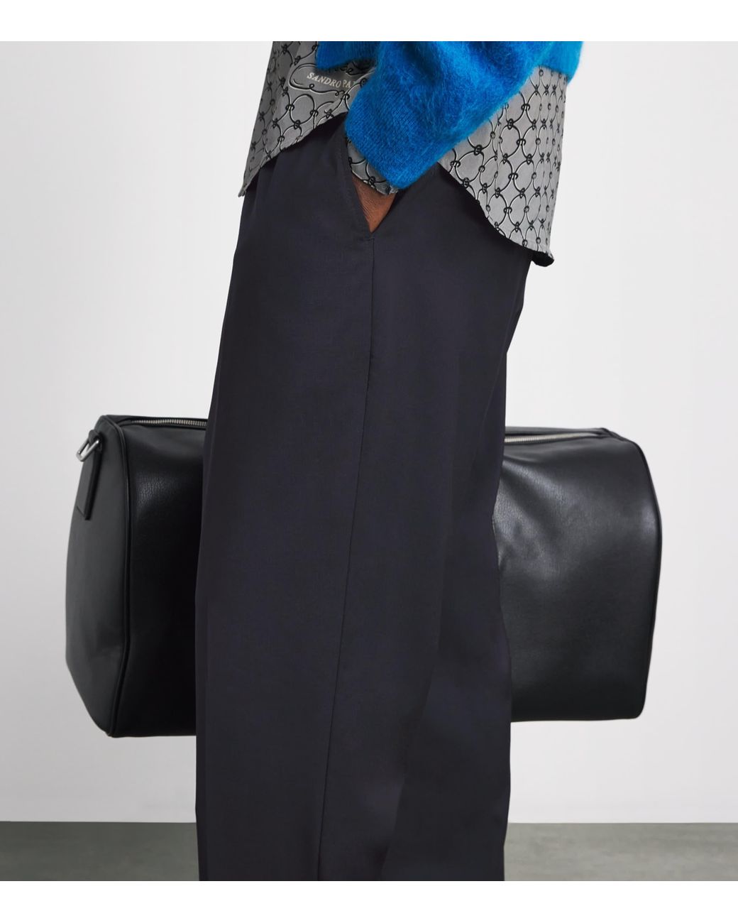 Sandro Blue Wool-Blend Drawstring Trousers for men