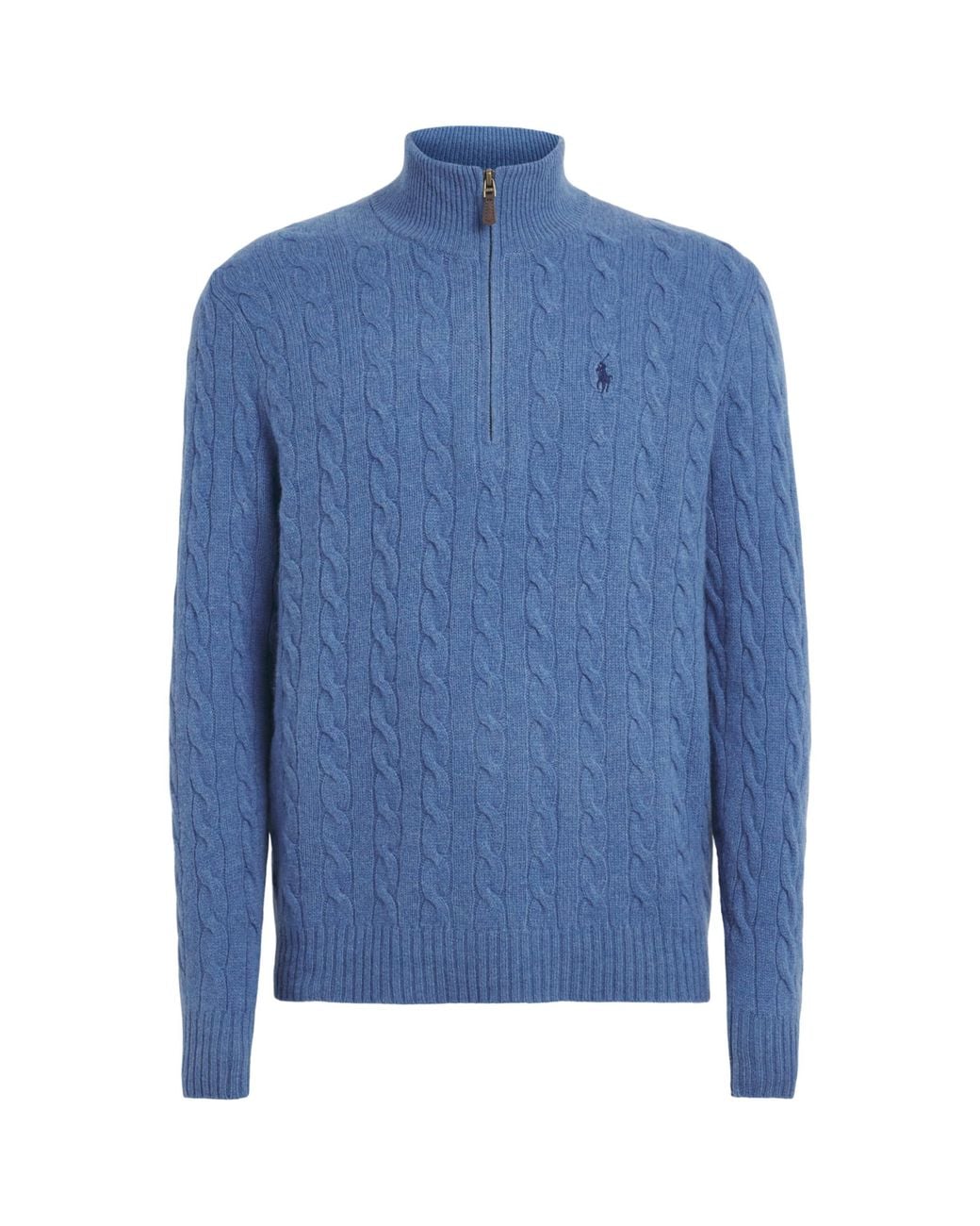 Polo Ralph Lauren Blue Wool-Cashmere Quarter-Zip Sweater for men