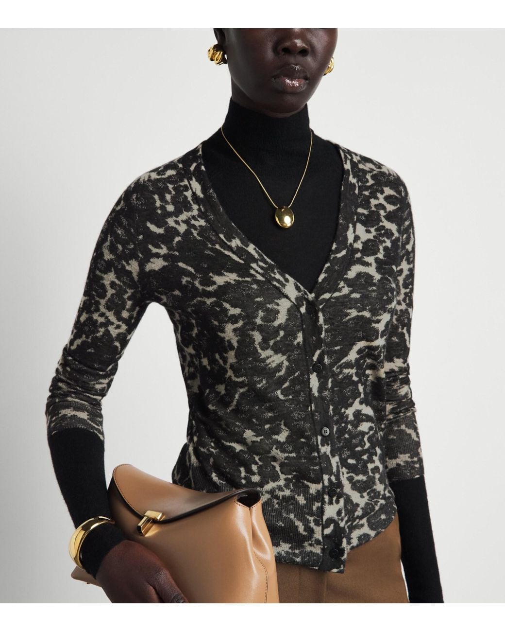 Joseph Black Cashmere Jacquard Cashair Aisha Cardigan