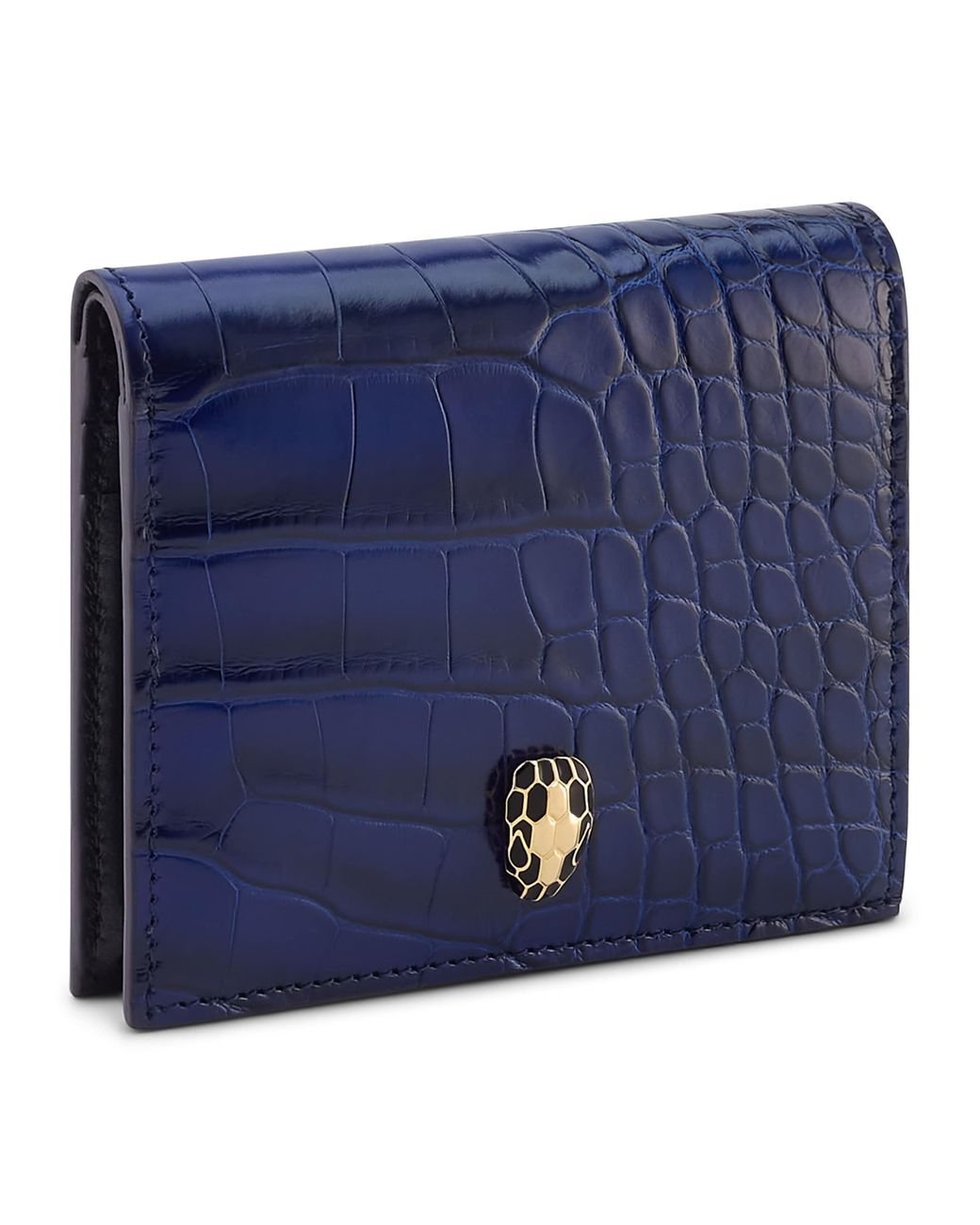 BVLGARI Blue Alligator Leather Serpenti Forever Compact Wallet