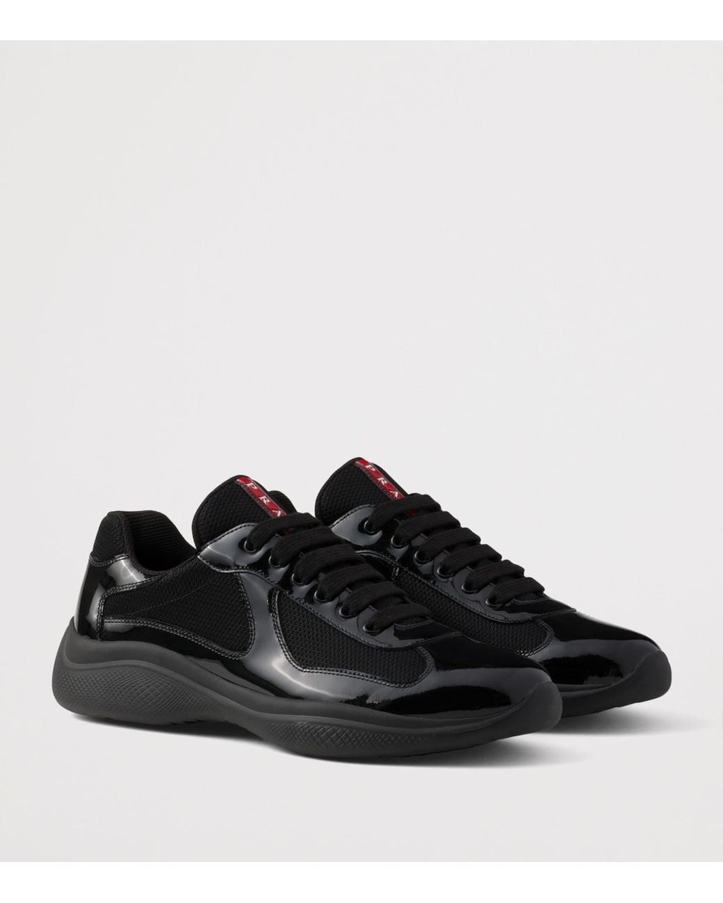 Prada Black Patent Leather-Blend America's Cup Sneakers for men