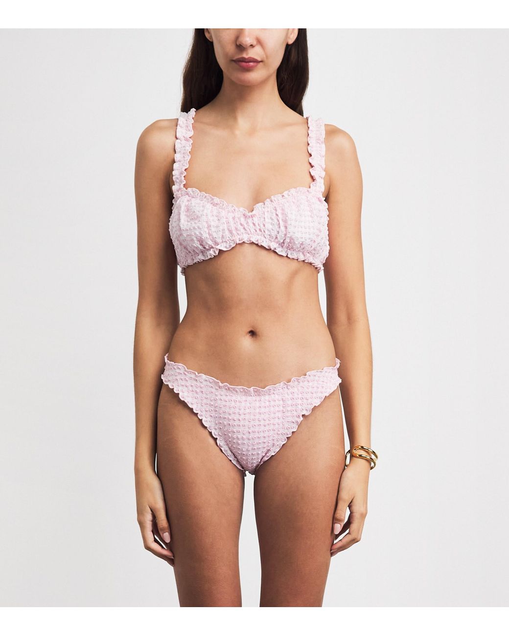 Jonathan Simkhai Pink Gingham Bikini Bottoms