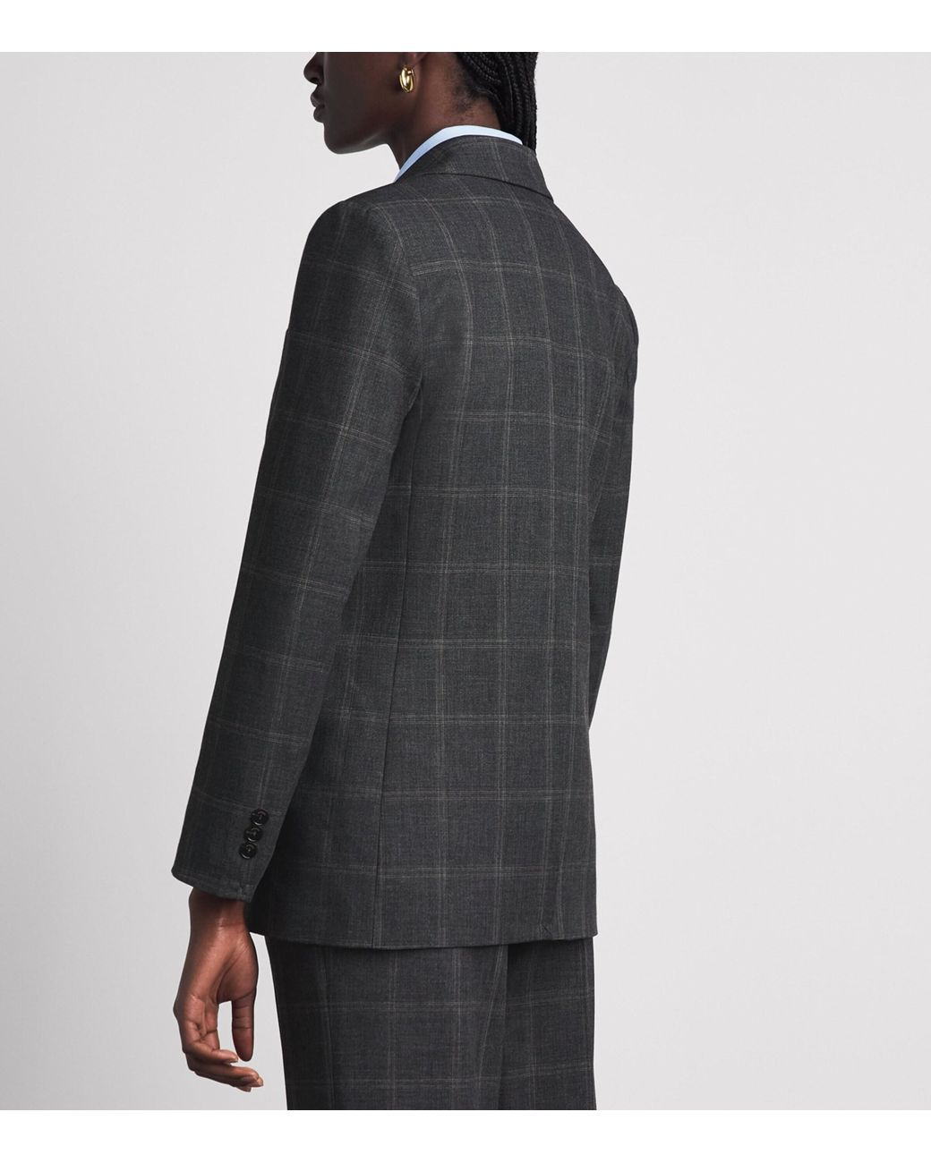 Sandro Black Check Single-Breasted Blazer