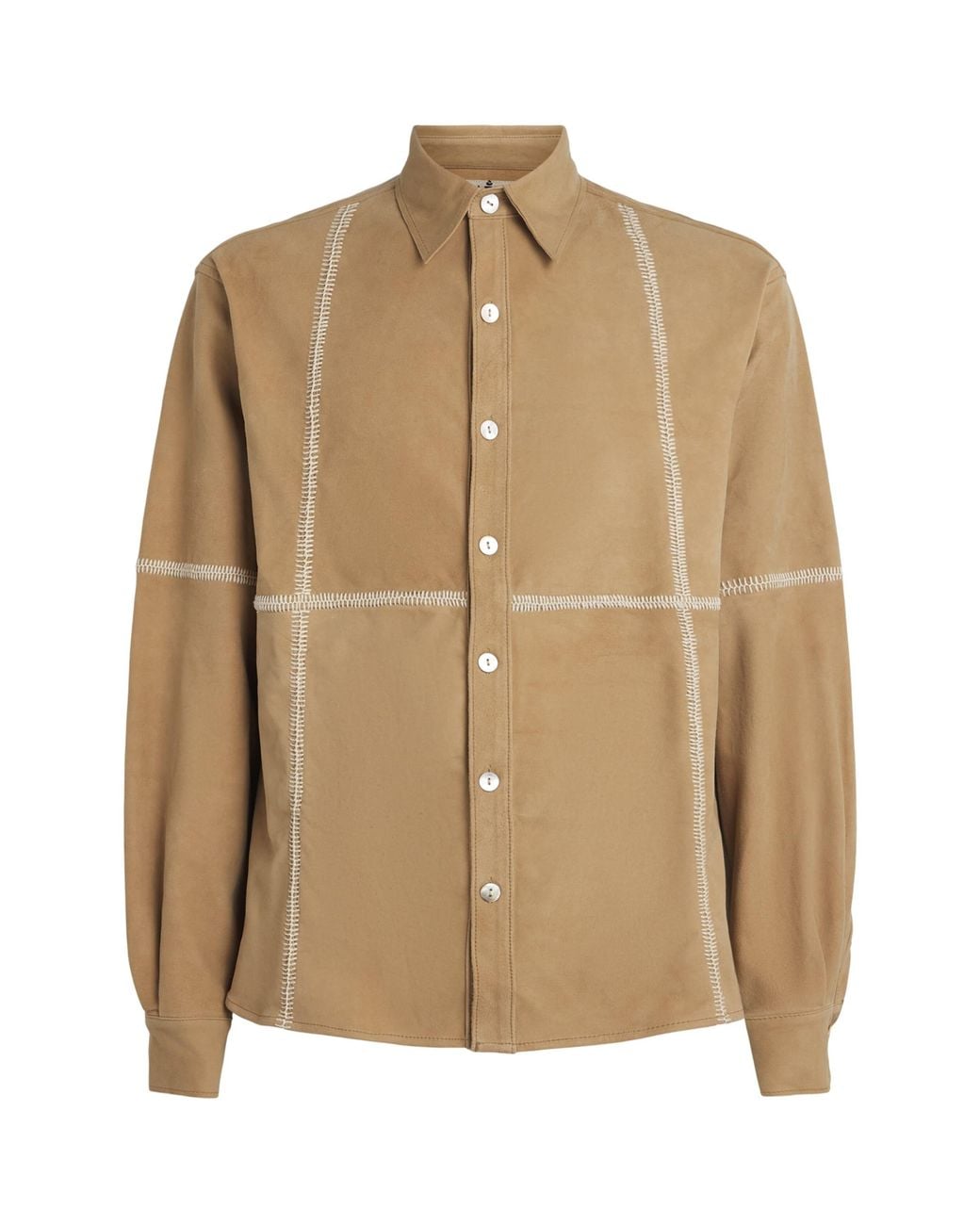 Kartik Research Natural Suede Contrast-Stitch Shirt for men
